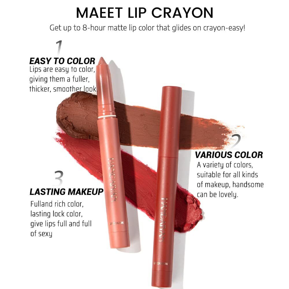 Haiaveng Lippenstift-Set 12 Farben Wachsmalstift Lippenstift Set, Non-Fading Matte Crayon Lippenstift mit integriertem Anspitzer