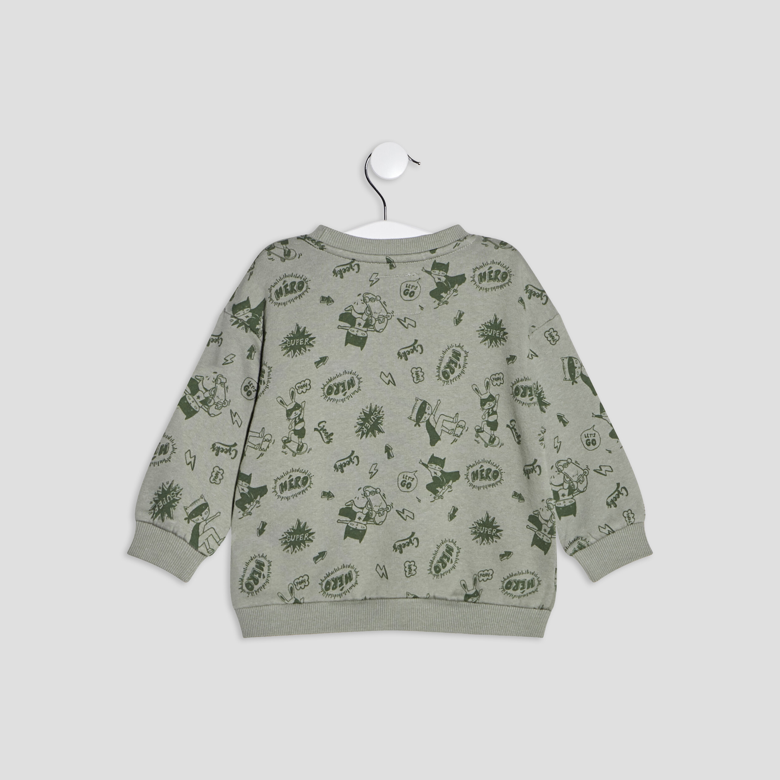 Sweat manches longues Creeks vert kaki bébé garçon | La Halle