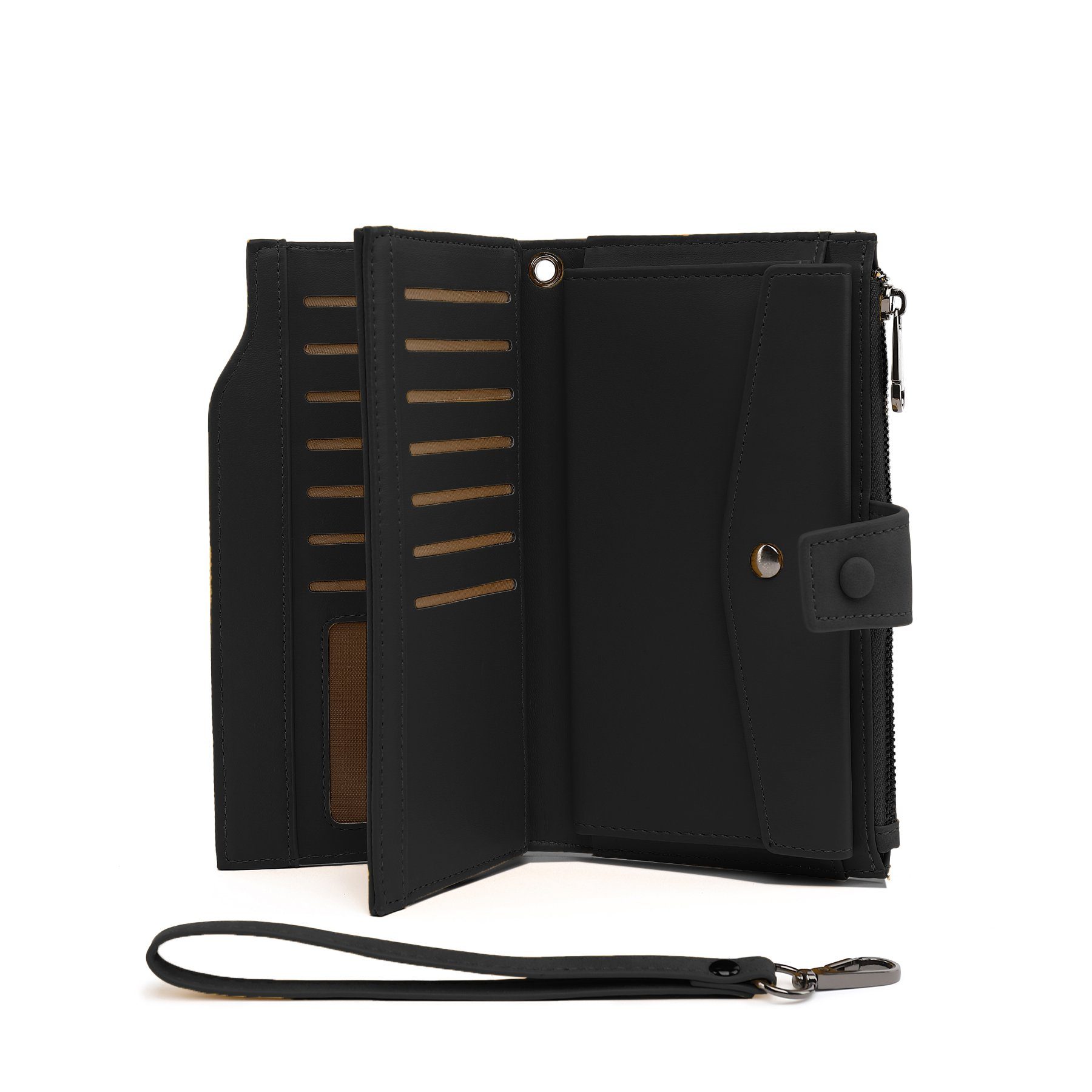 TAN.TOMI Brieftasche Geldbeutel Damen Geldbörse große Portemonnaie lange Brieftasche, mit Lanyard elegant, Steckplätze mit mehreren Kreditkarten