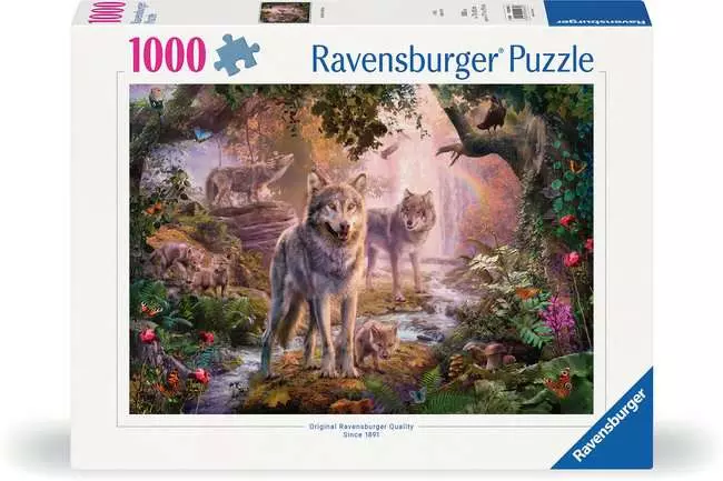 Puzzle 1000 Teile - Wolfsfamilie im Sommer