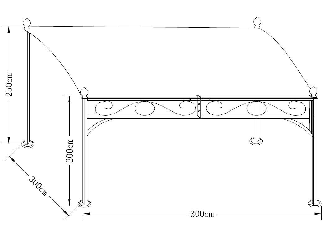 DEGAMO Anbaupavillon MANTOVA-XL, 3,0x3,0 Meter, Gestell Stahl schwarz, Plane PVC-beschichtet écru