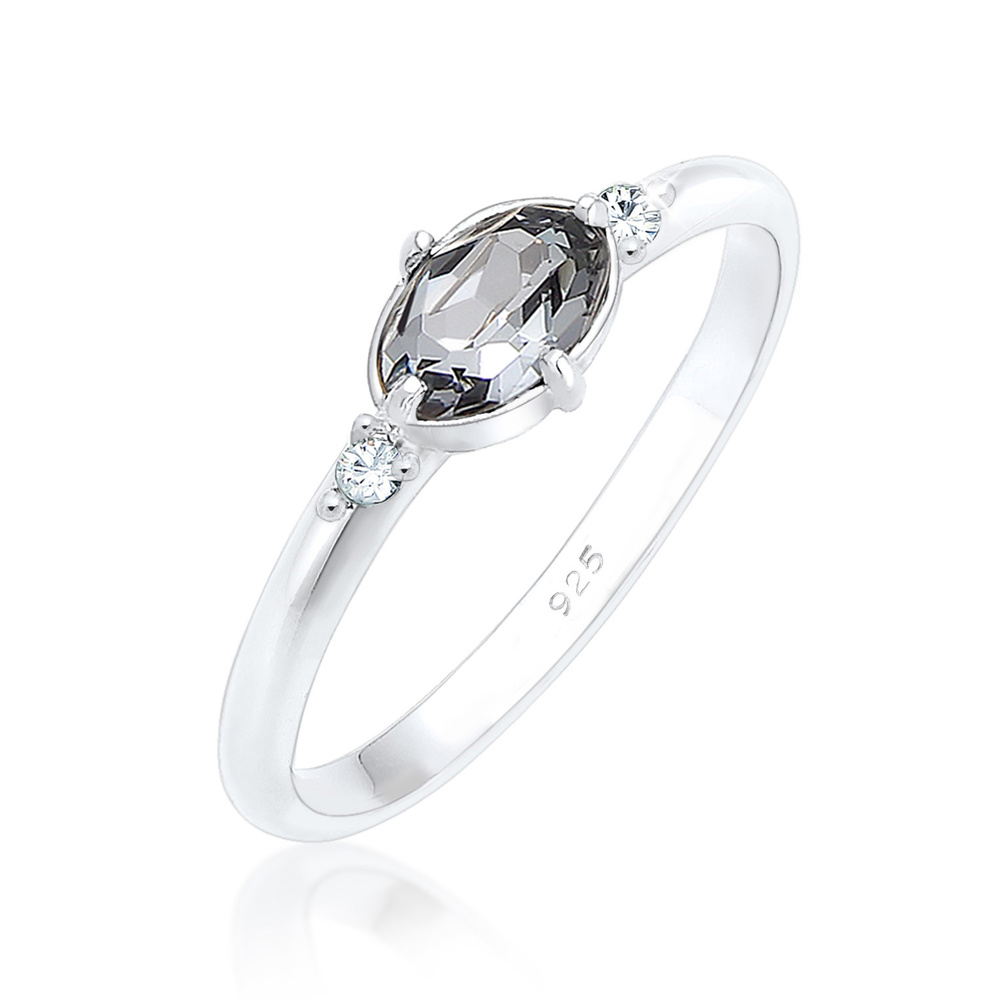 Elli Elli Bague Femme Simple et Élegante avec Cristaux en Argent Sterling 925 Bague