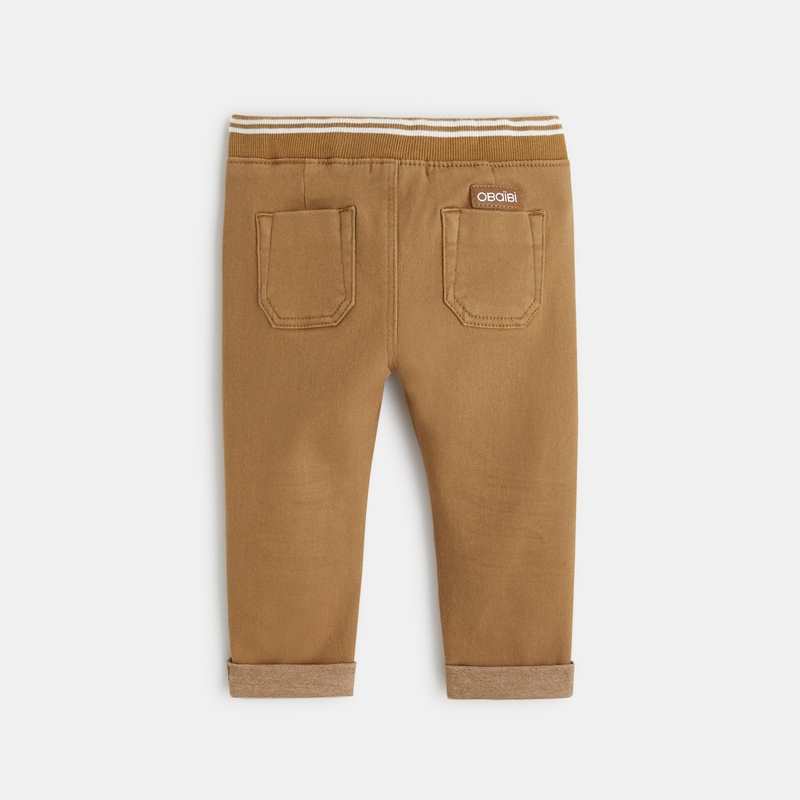 Jean knit-denim taille élastiquée marron bébé garçon