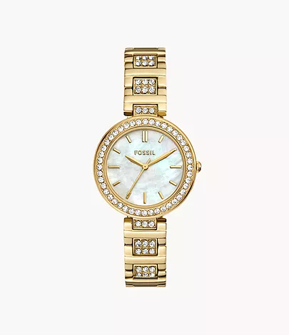Fossil Outlet Uhr Karli 3-Zeiger-Werk Edelstahl goldfarben