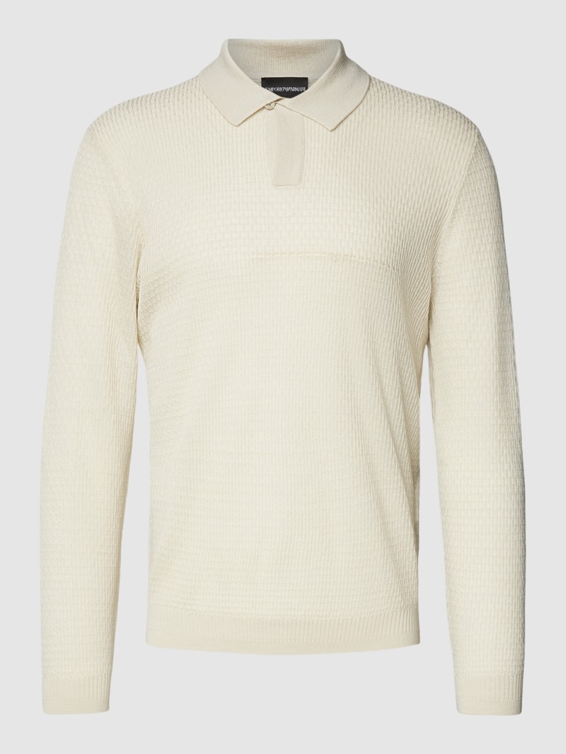 Longsleeve mit Polokragen in beige
