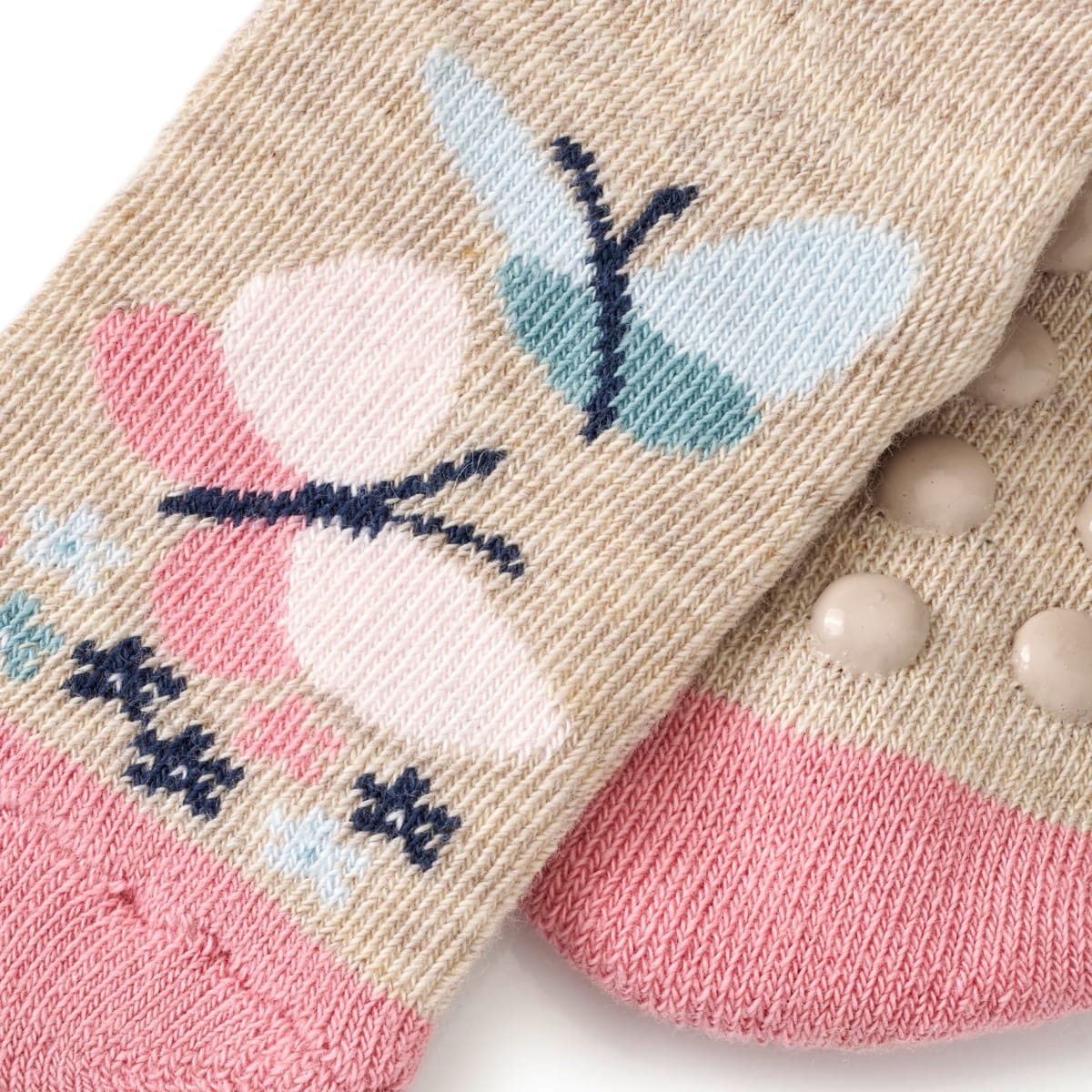 ABS Socken mit Schmetterling-Motiv, beige, Gr. 23/26, 1 St