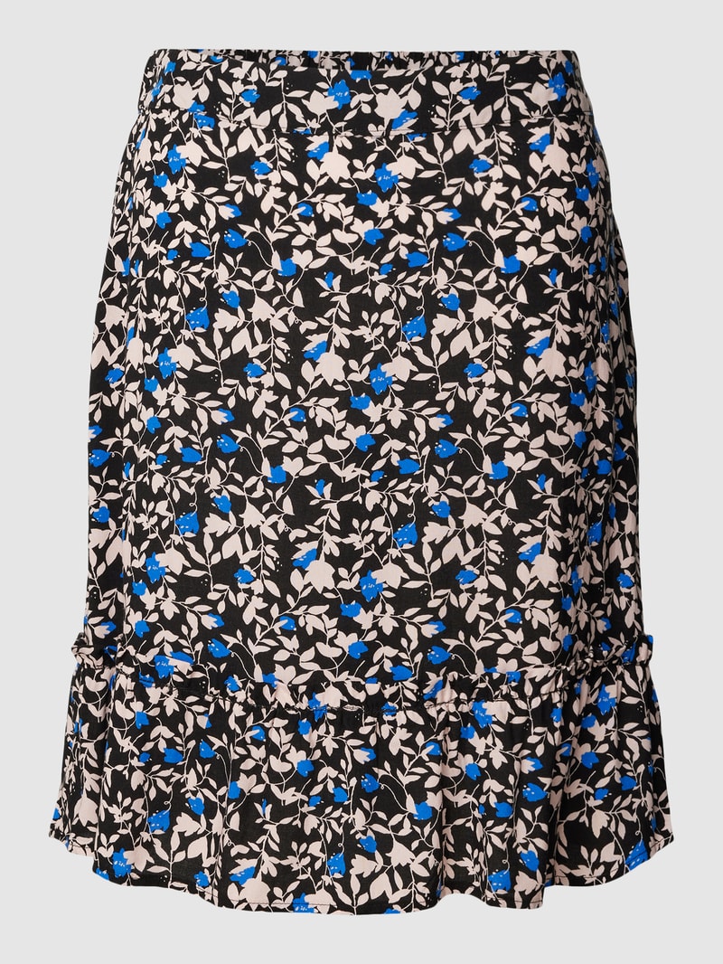 Knielanger Rock mit Allover-Print Modell 'CELINA' in schwarz