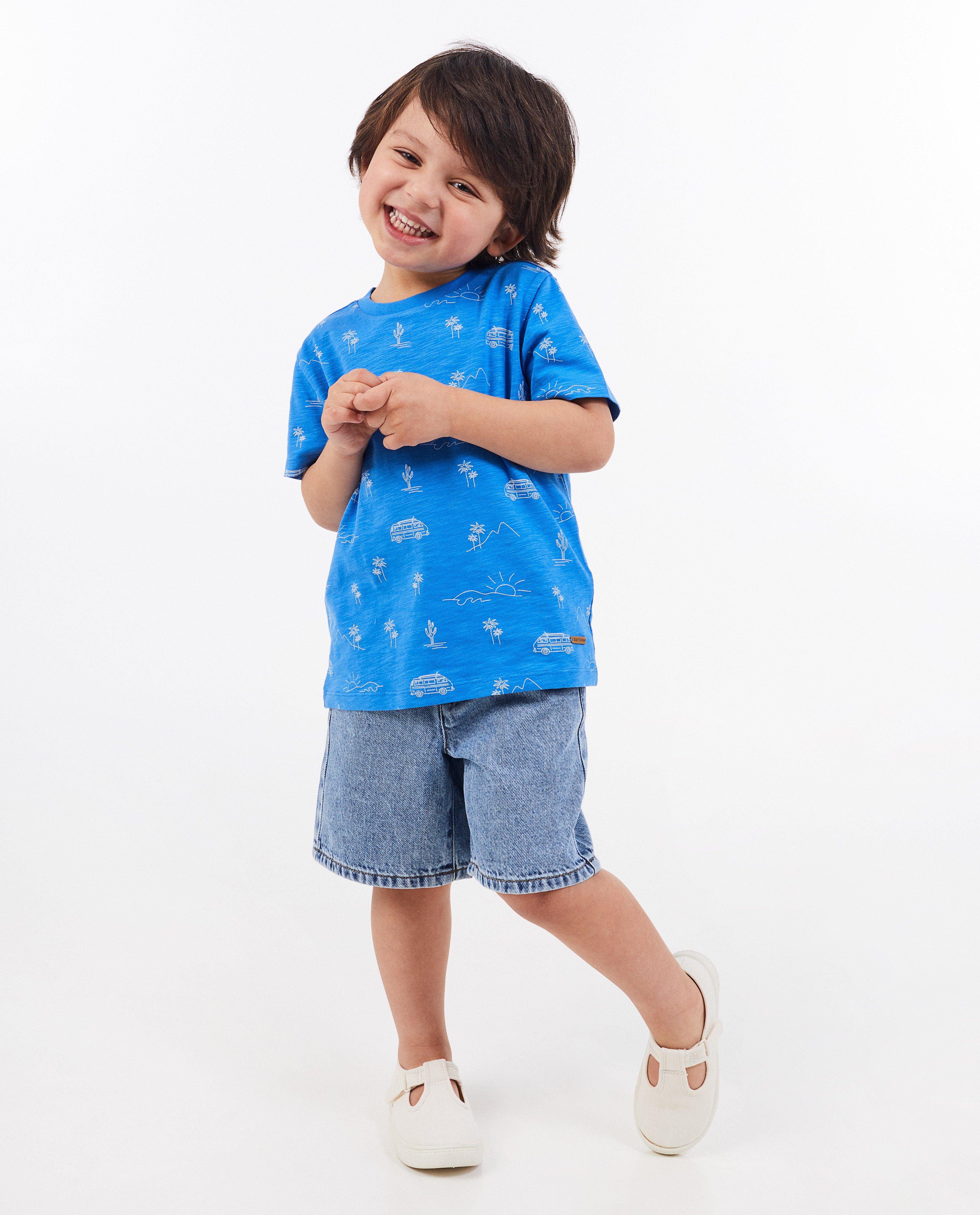 Tricou Kidz Nation cu imprimeu albastru