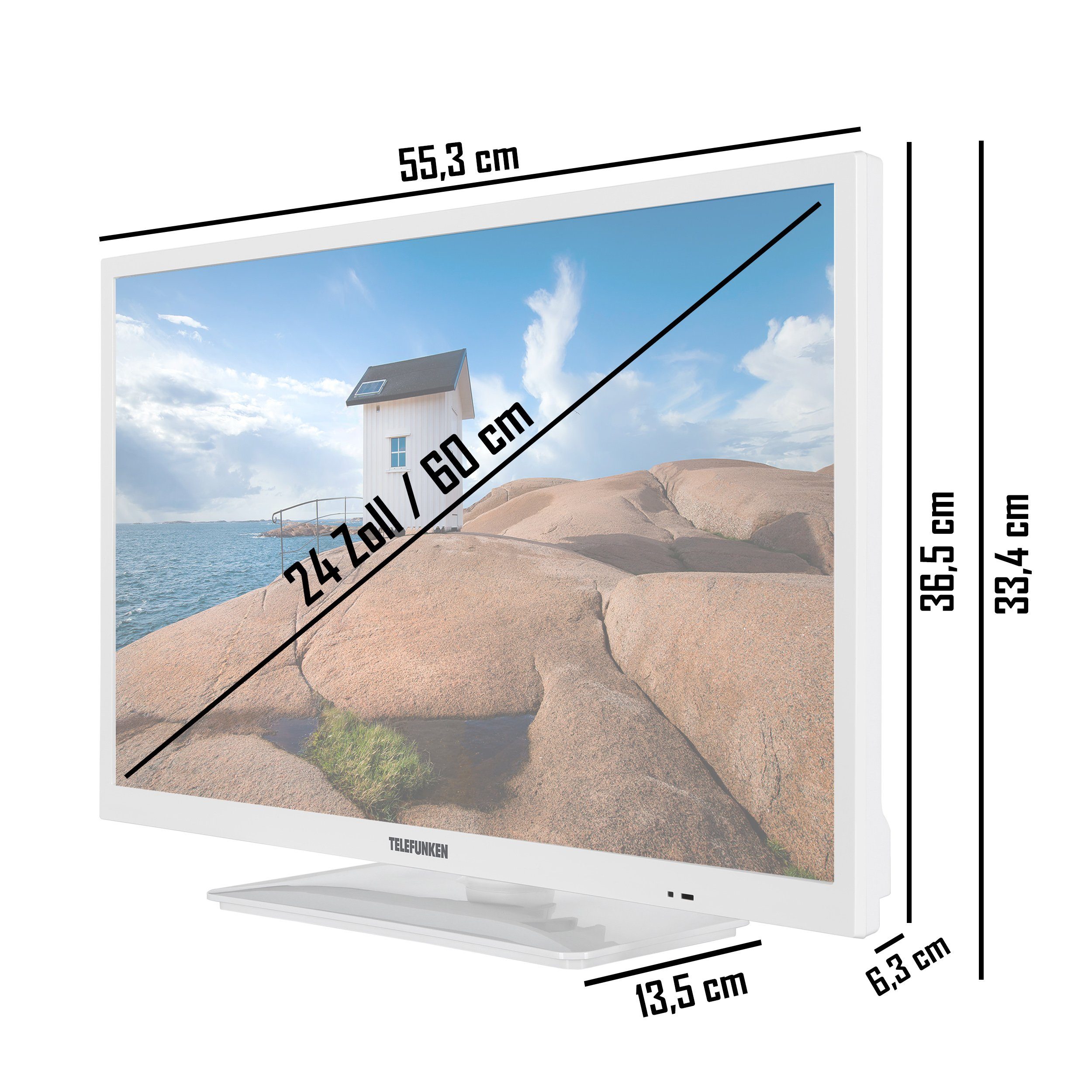 Telefunken XH24SN550MVD-W LCD-LED Fernseher (60 cm/24 Zoll, HD-ready, Smart TV, 12 Volt Anschluss, Triple-Tuner, DVD-Player, 6 Monate HD+ gratis)