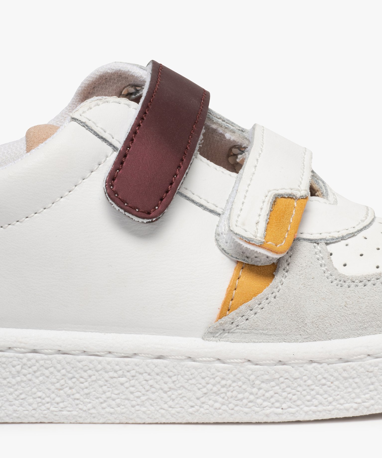 Baskets fille colorées en cuir fermeture scratch blanc | GEMO