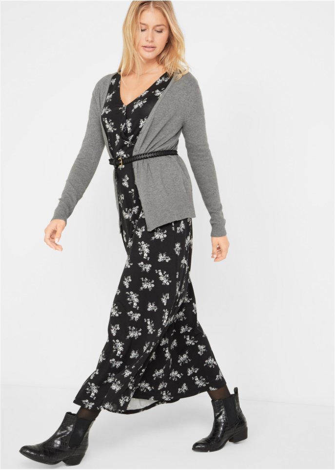 Bedrucktes Maxikleid, langarm