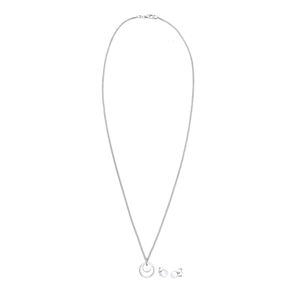 Elli Elli Ensemble de Bijoux Femmes plaquette pendentif Cut-Out Geo Set clous d'oreill Bijoux
