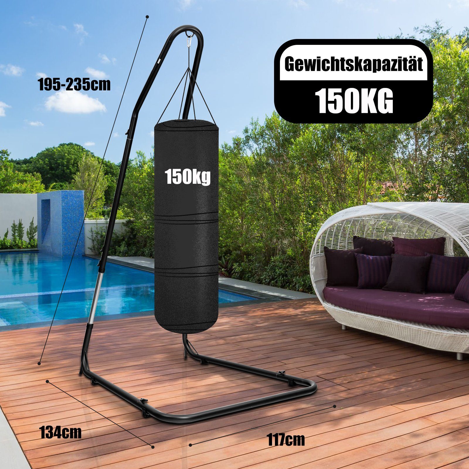 COSTWAY Hängemattengestell, bis 150kg, 195-235cm verstellbar ohne Hängematte