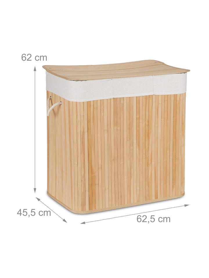 relaxdays Wäschekorb in Natur - (B)62,5 x (H)62 x (T)42,5 cm günstig kaufen onesize