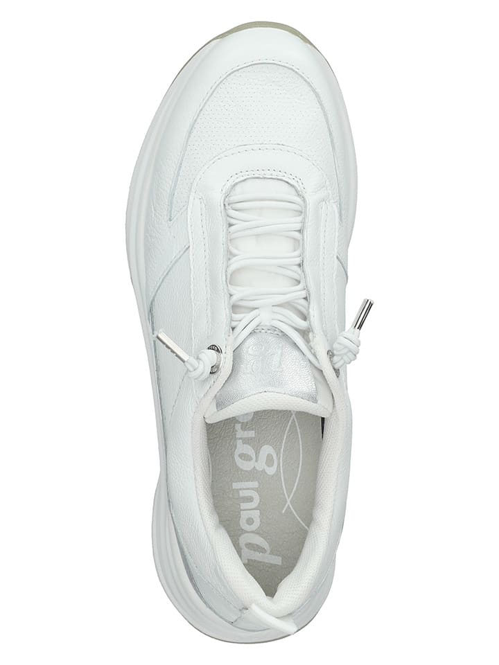Paul Green Leder-Sneakers in Weiß/ Silber günstig kaufen