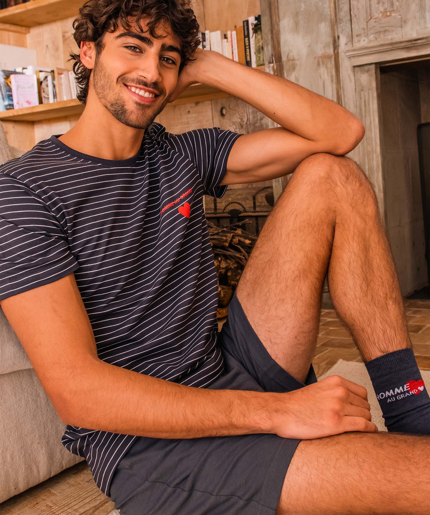 Pyjashort homme mix&match imprimé cur marine | GEMO