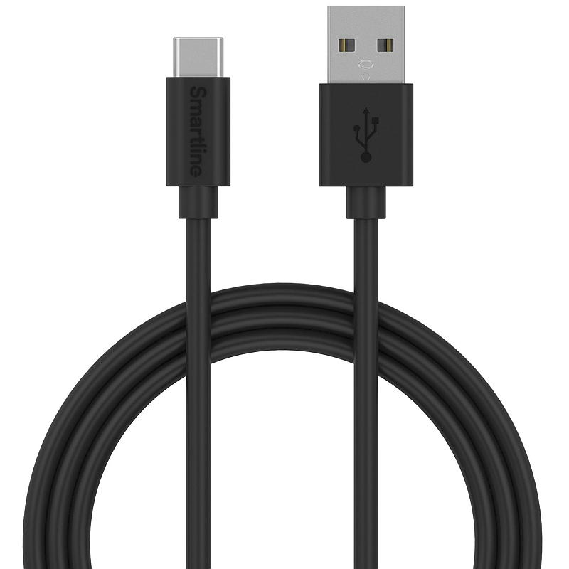 Smartline Ladekabel USB-A til C 1m sort