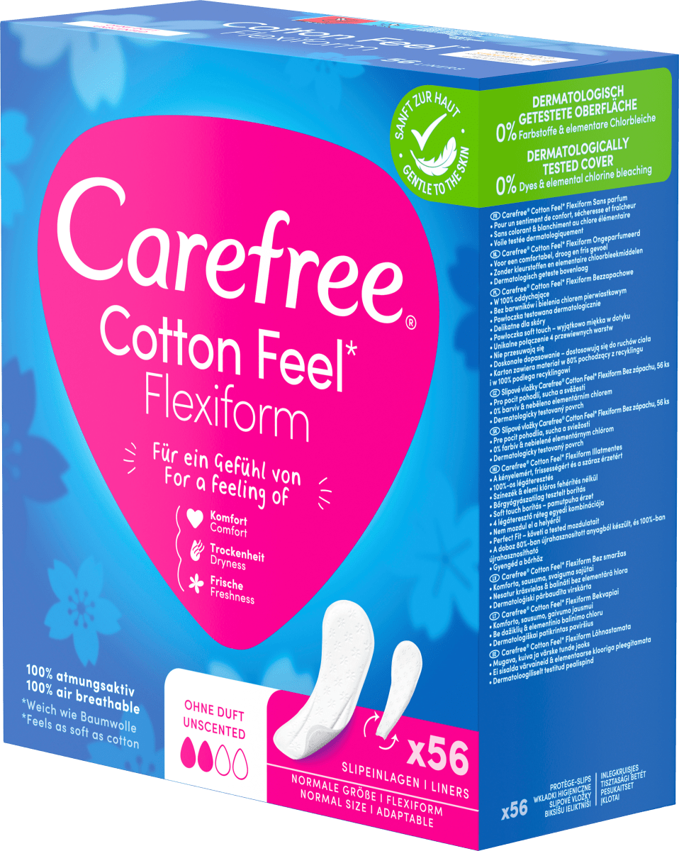 Slipeinlagen Cotton Feel Flexiform ohne Duft, 56 St