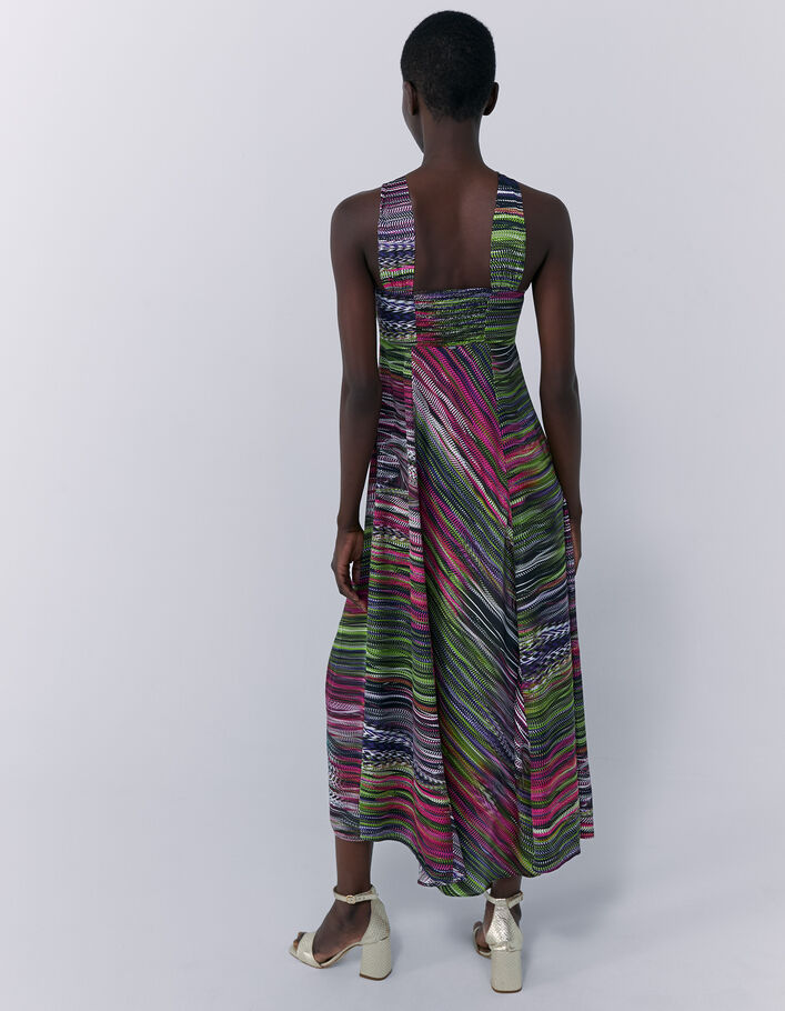 Robe longue imprimée à encolure nouée femme