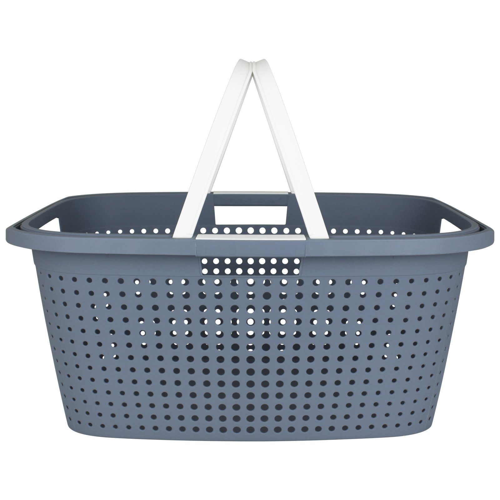 Koopman Wäschewanne Wäschebkorb Lochmuster 45L Farbwahl Henkel Rattan Optik, Plastikwanne Wäschesammler Wäsche Haushaltkorb Kunststoff
