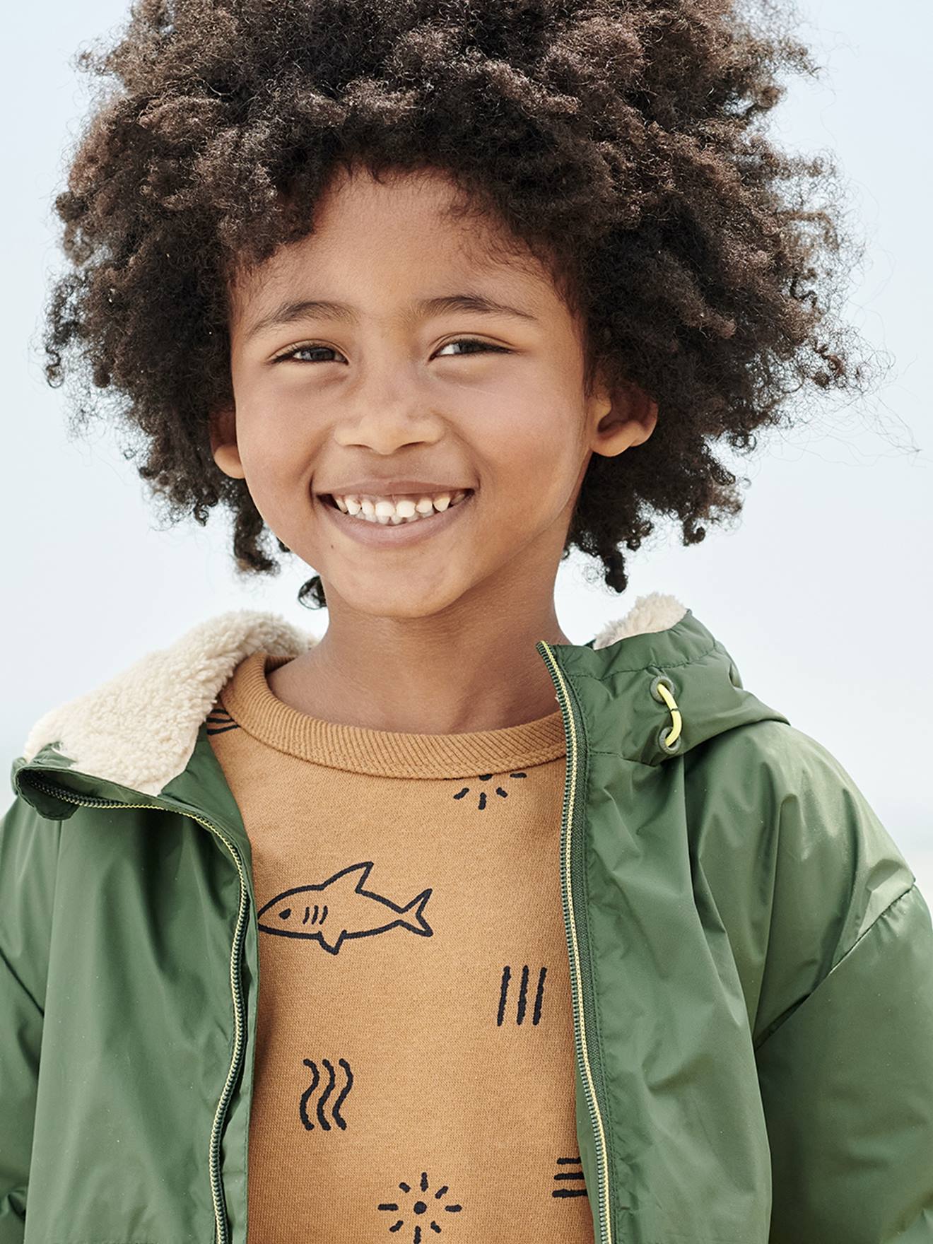 Vertbaudet Jungen Sweatshirt mit Recycling-Polyester - karamell hai