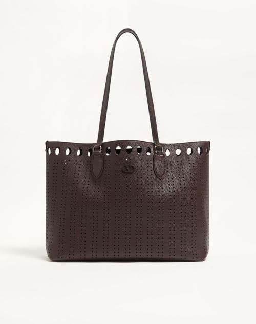 Bolsa de compras média Valentino Garavani Dottie em couro perfurado