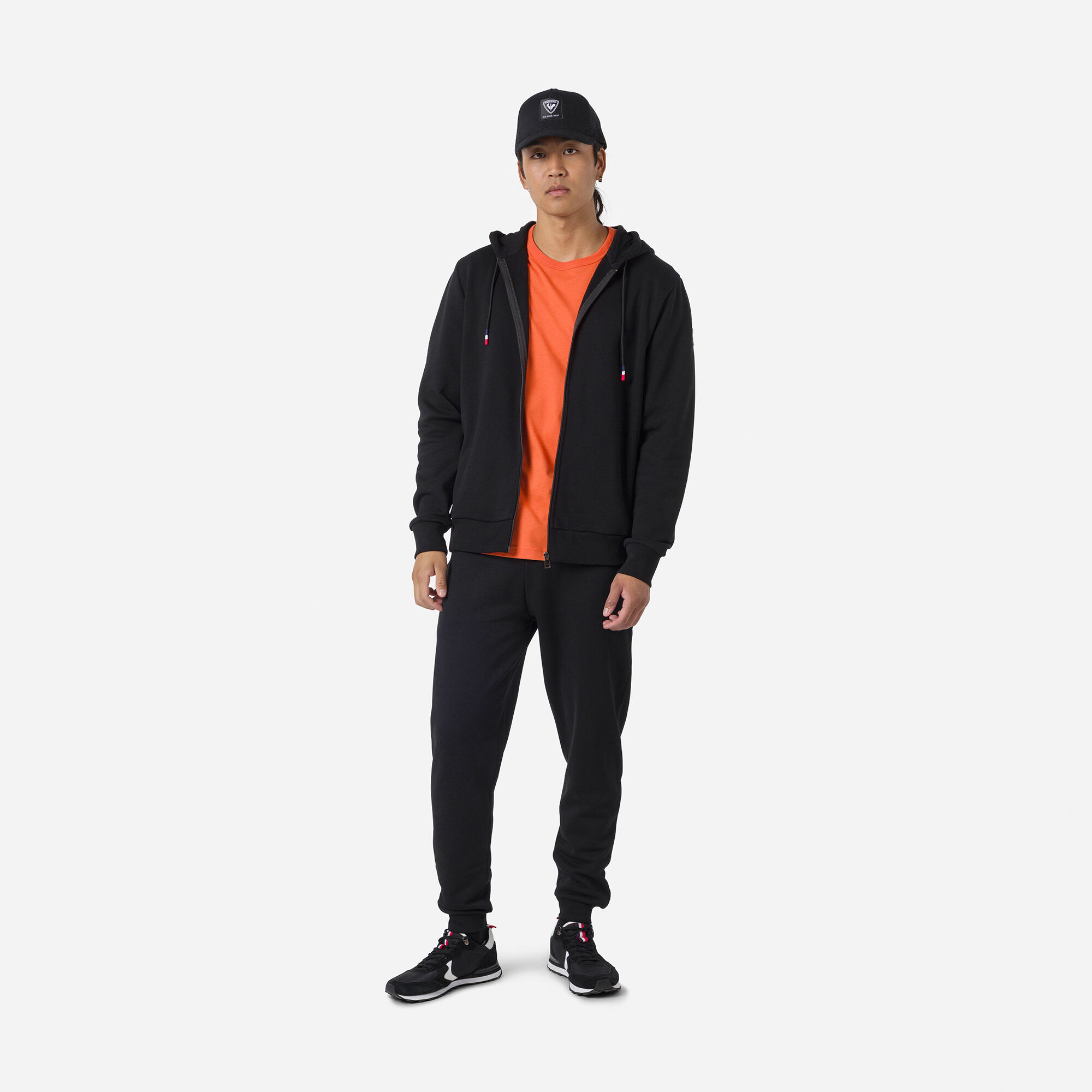 Sweat en coton à capuche zippé Logo Homme