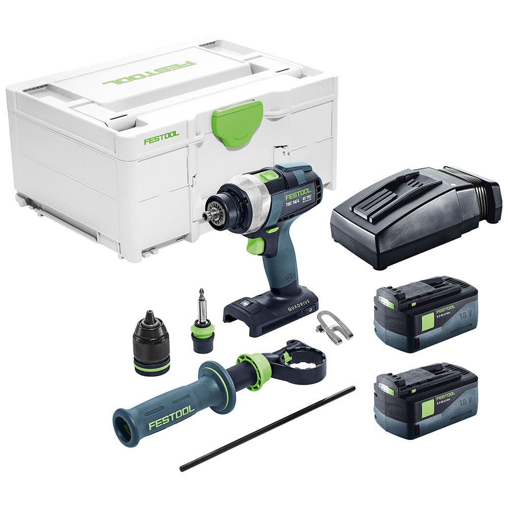 Conjunto de Furadeira/Parafusadeira FESTOOL 18V 2 x 5,2 Ah 13mm TDC 577284