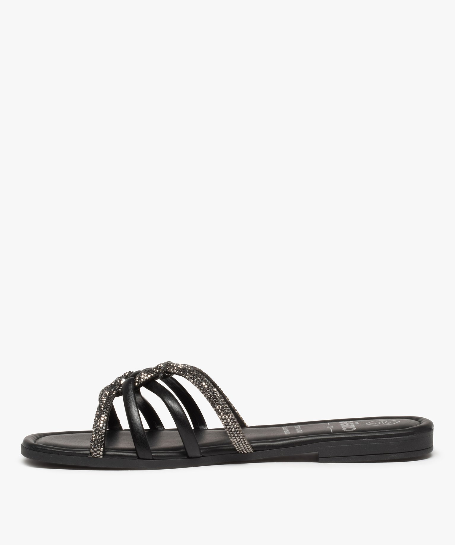 Mules femme avec brides à strass noir | GEMO