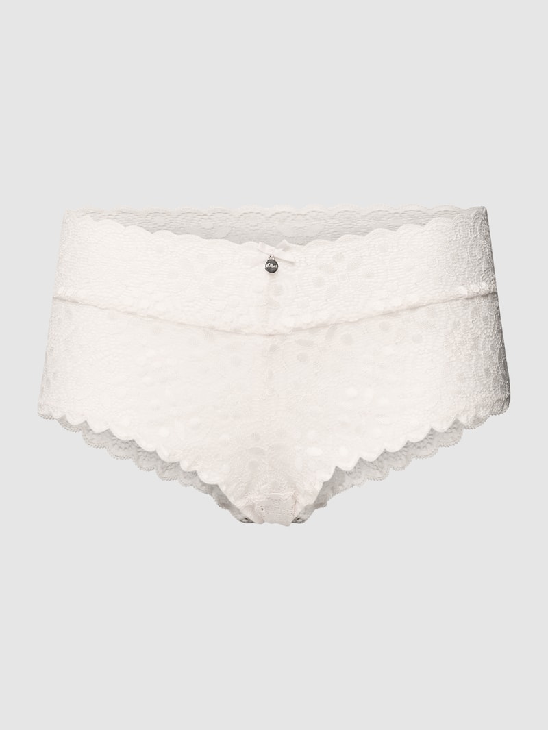 High Waist Slip mit semitransparenter Häkelspitze Modell 'Amelie' in rosé