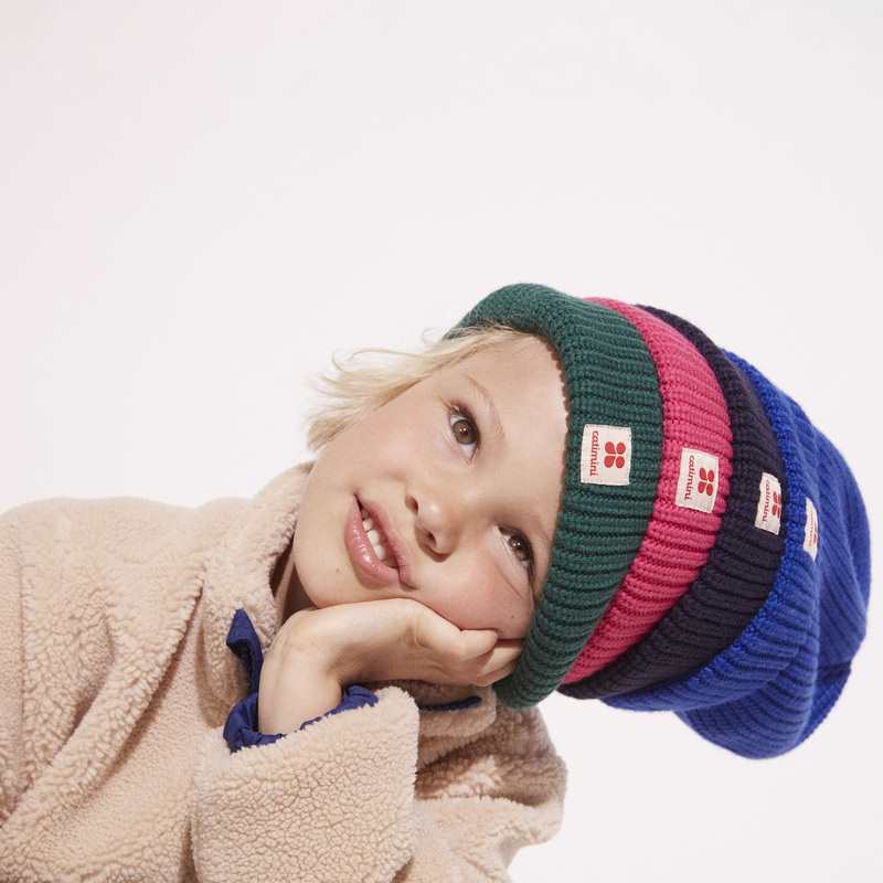 Bonnet enfant tricot côtes vert mixte Catimini
