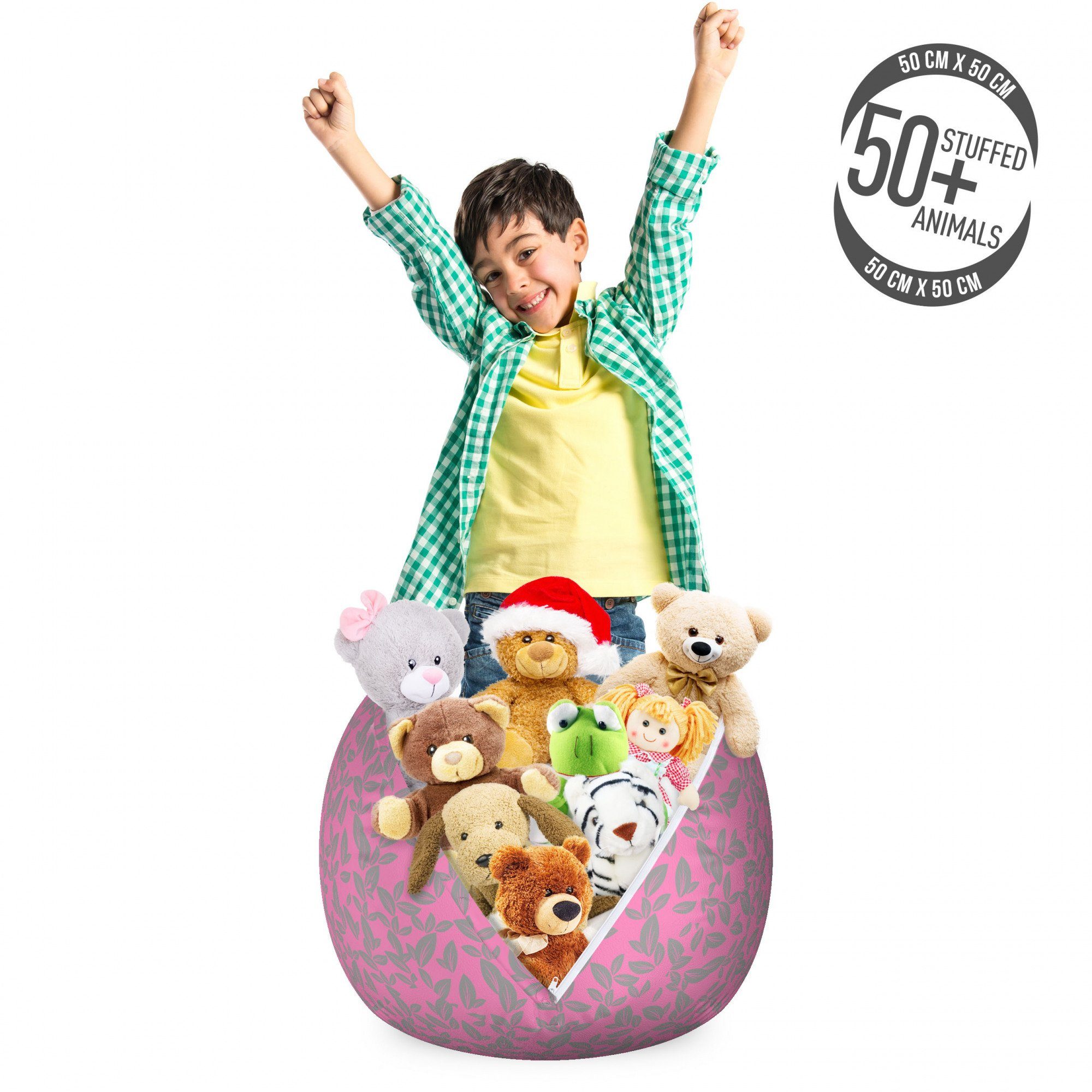 Abakuhaus Spielzeugtruhe Gefüllter Tier Organizer Waschbare Tasche für Kinder, Blumen Große graue Blumen Blütenblätter