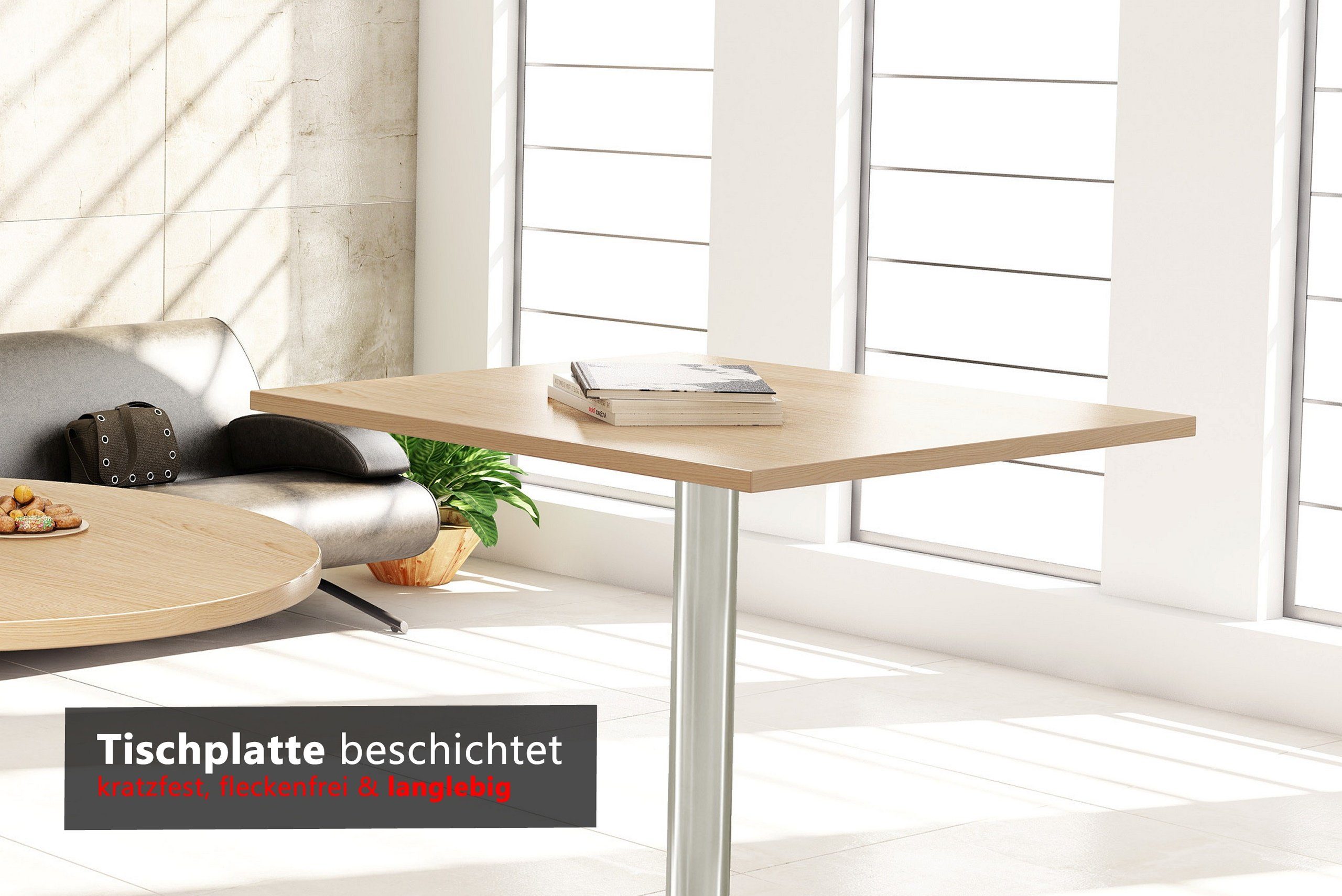 bümö Stehtisch Stehtisch eckig STH, Dekor: Weiß - Gestell: Silber