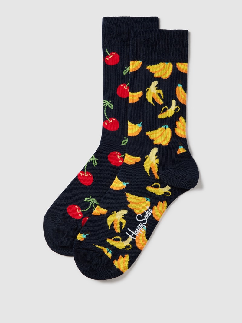 Socken mit Allover-Muster Modell 'Cherry' in marineblau