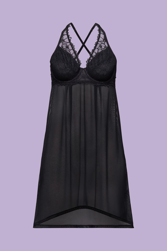 Camisole aus Mesh und Spitze mit Bügel-Cups