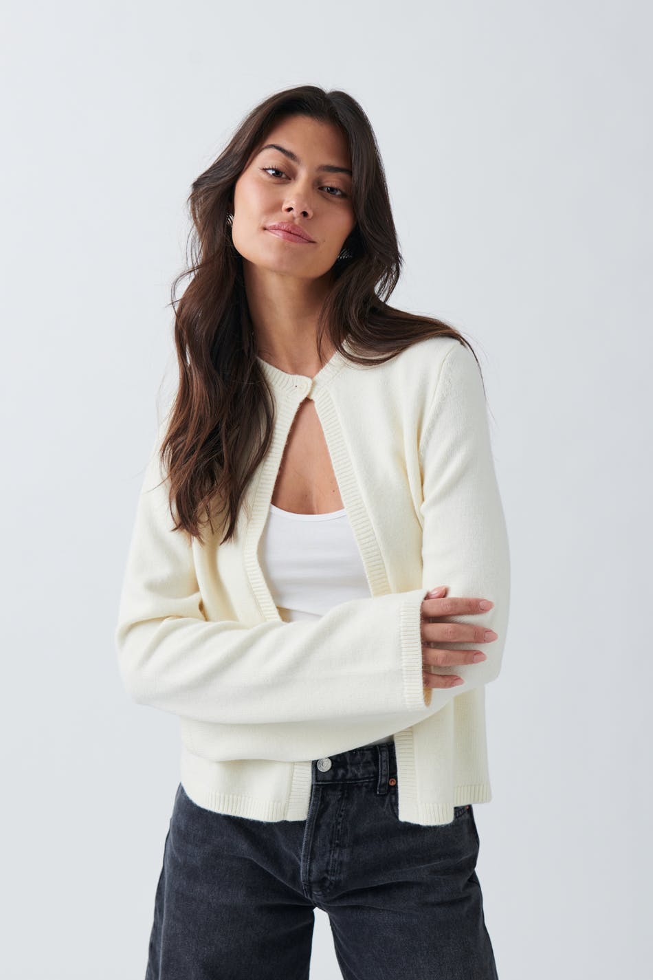 One button knit cardigan