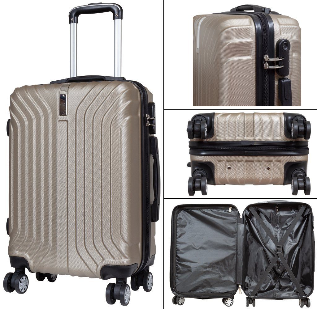 MONOPOL® Hartschalen-Trolley Valis Hartschalen-Trolley Reisekoffer M-L-XL ABS Hartschalenkoffer, drehbar um 360° & 4x Doppelrollen