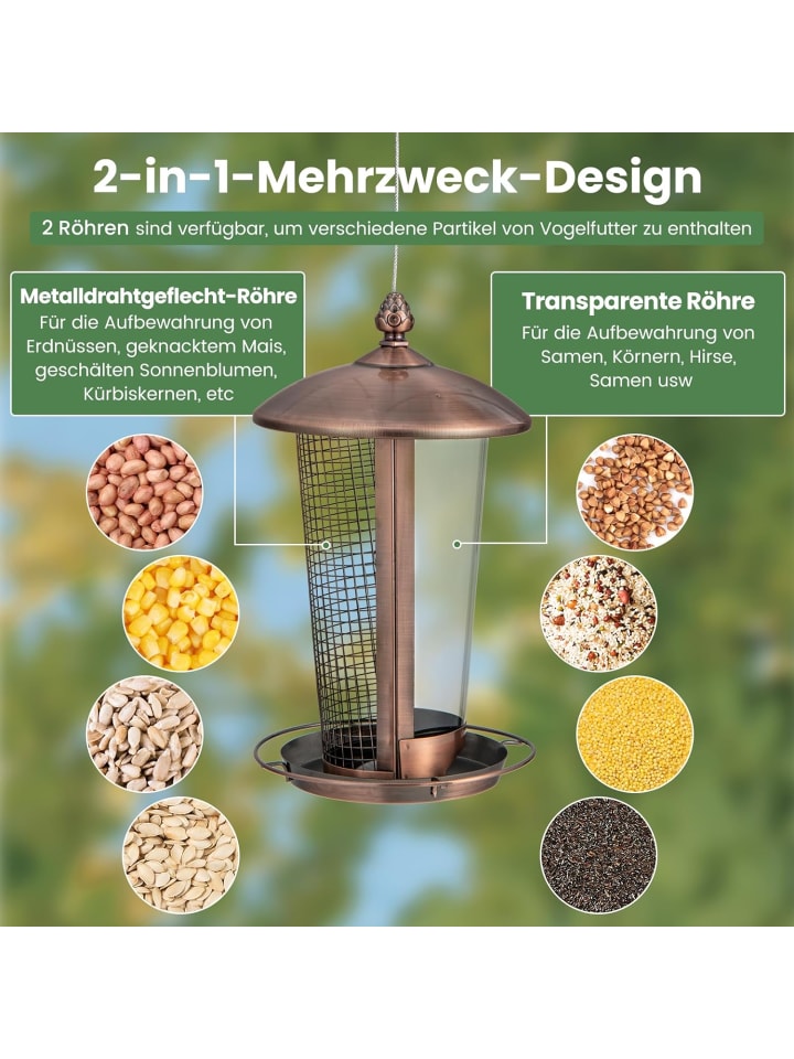 COSTWAY Vogelfutterhaus 2in1 in Bronze günstig kaufen onesize