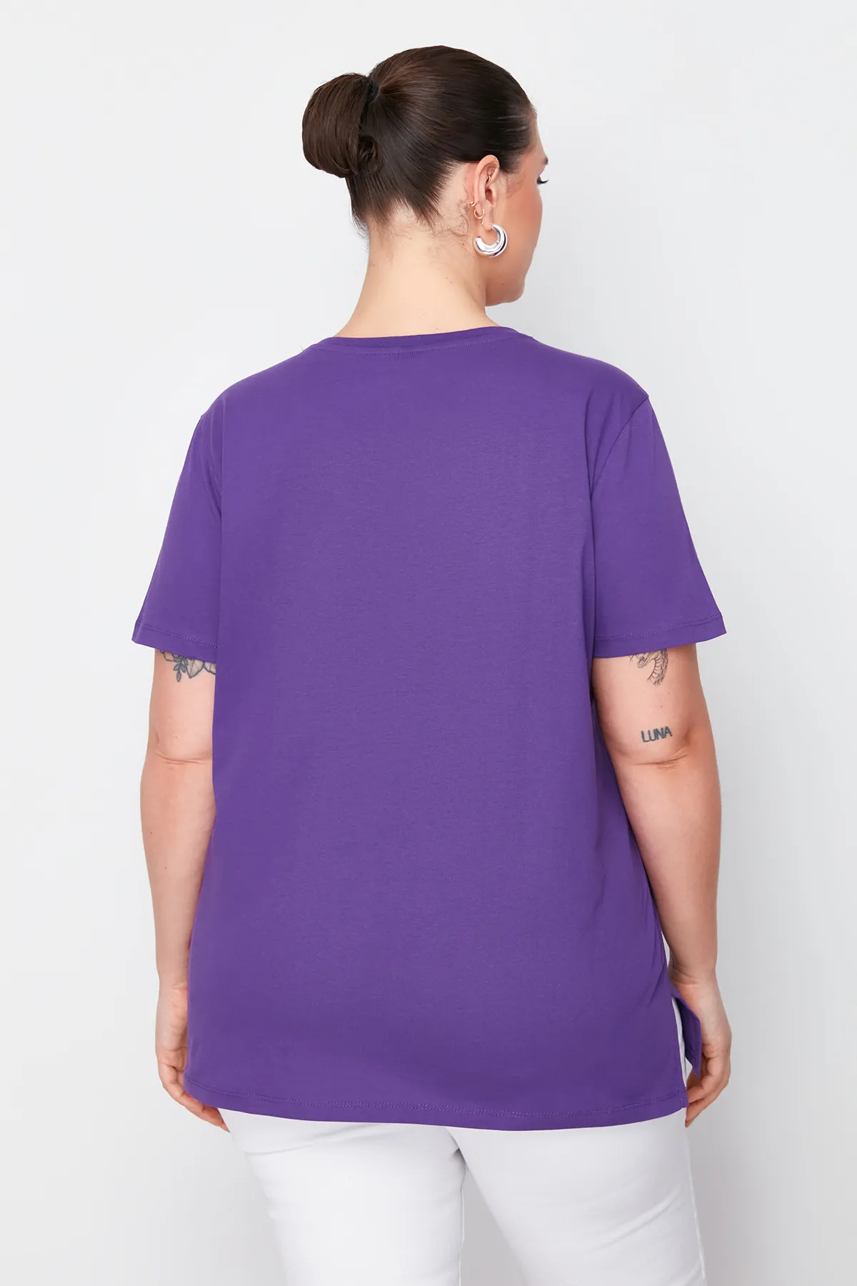 Trendyol Curve  Große Größen in T-Shirt - Lila - Boyfriend