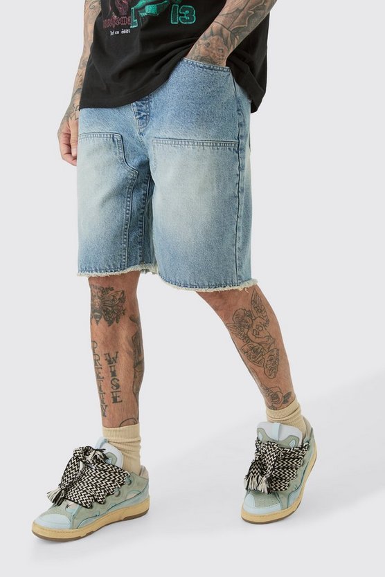 Tall helle Jeansshorts mit rohem Saum