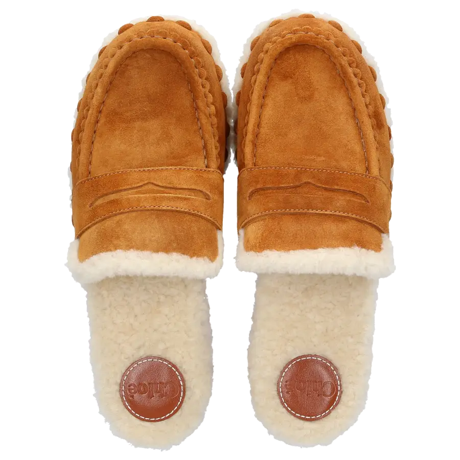 Chloé - Hausschuhe JOY Veloursleder - braun