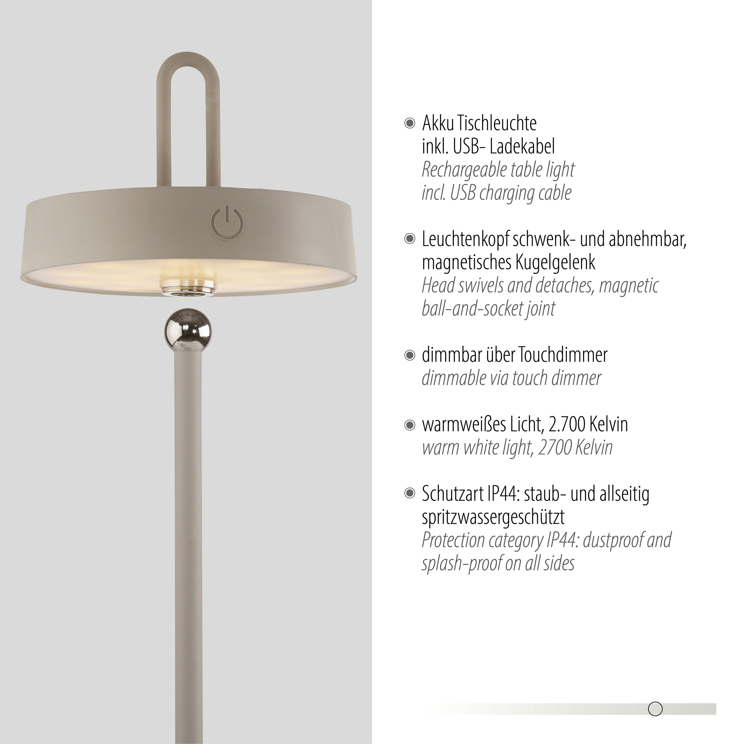 JUST LIGHT.LED-Akku-Tischleuchte 1flg