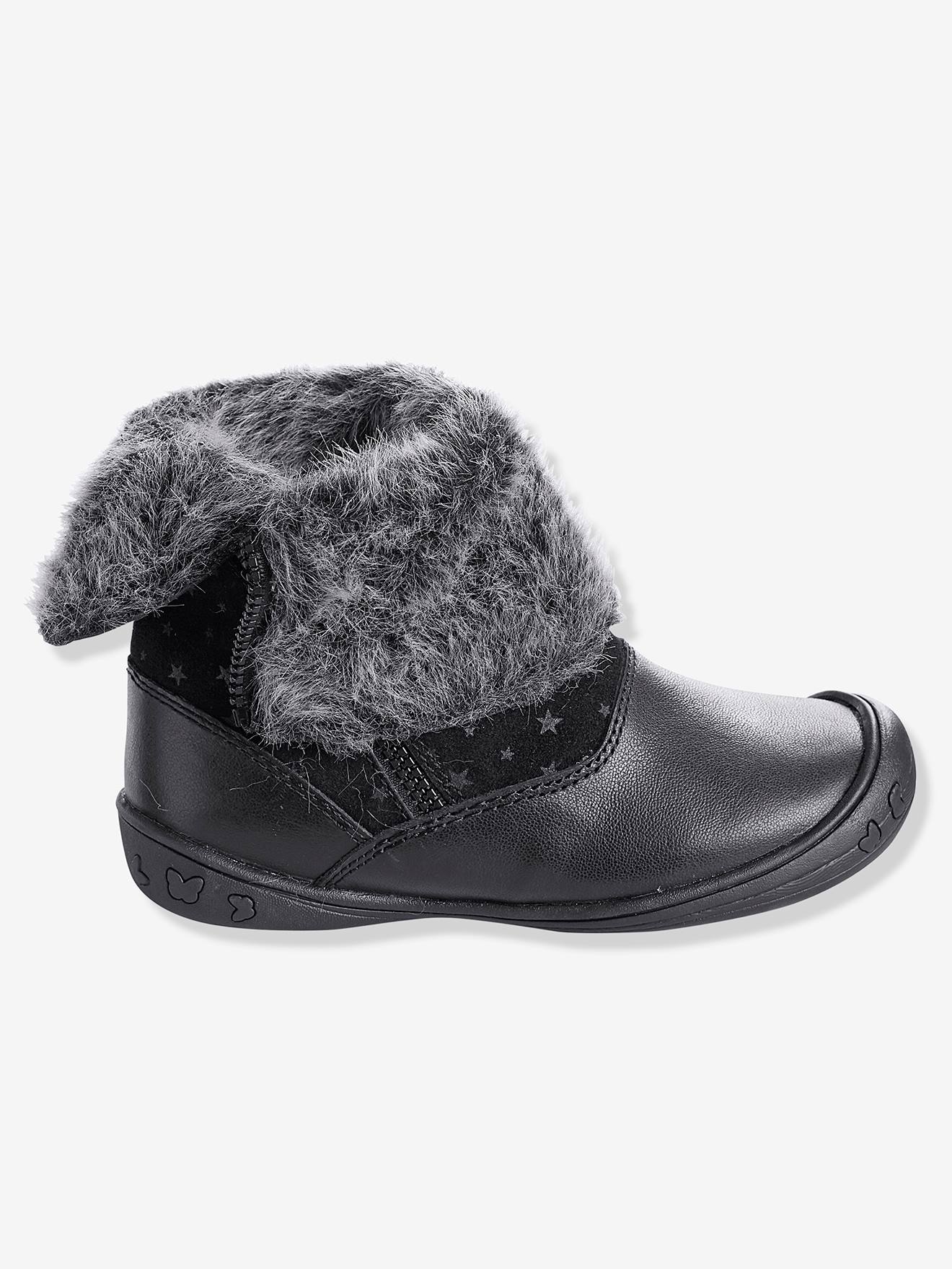 Mi-bottes cuir fille noir