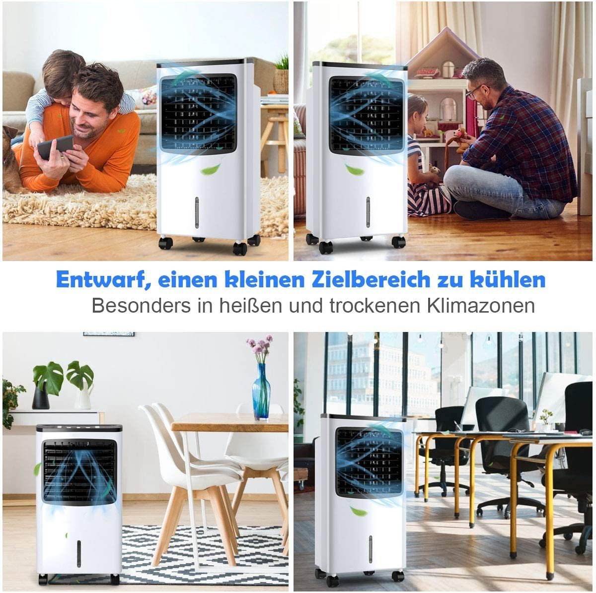 COSTWAY Ventilatorkombigerät Luftkühler, 75W, 8L Tank, 7,5H Timer, 3 Stufen