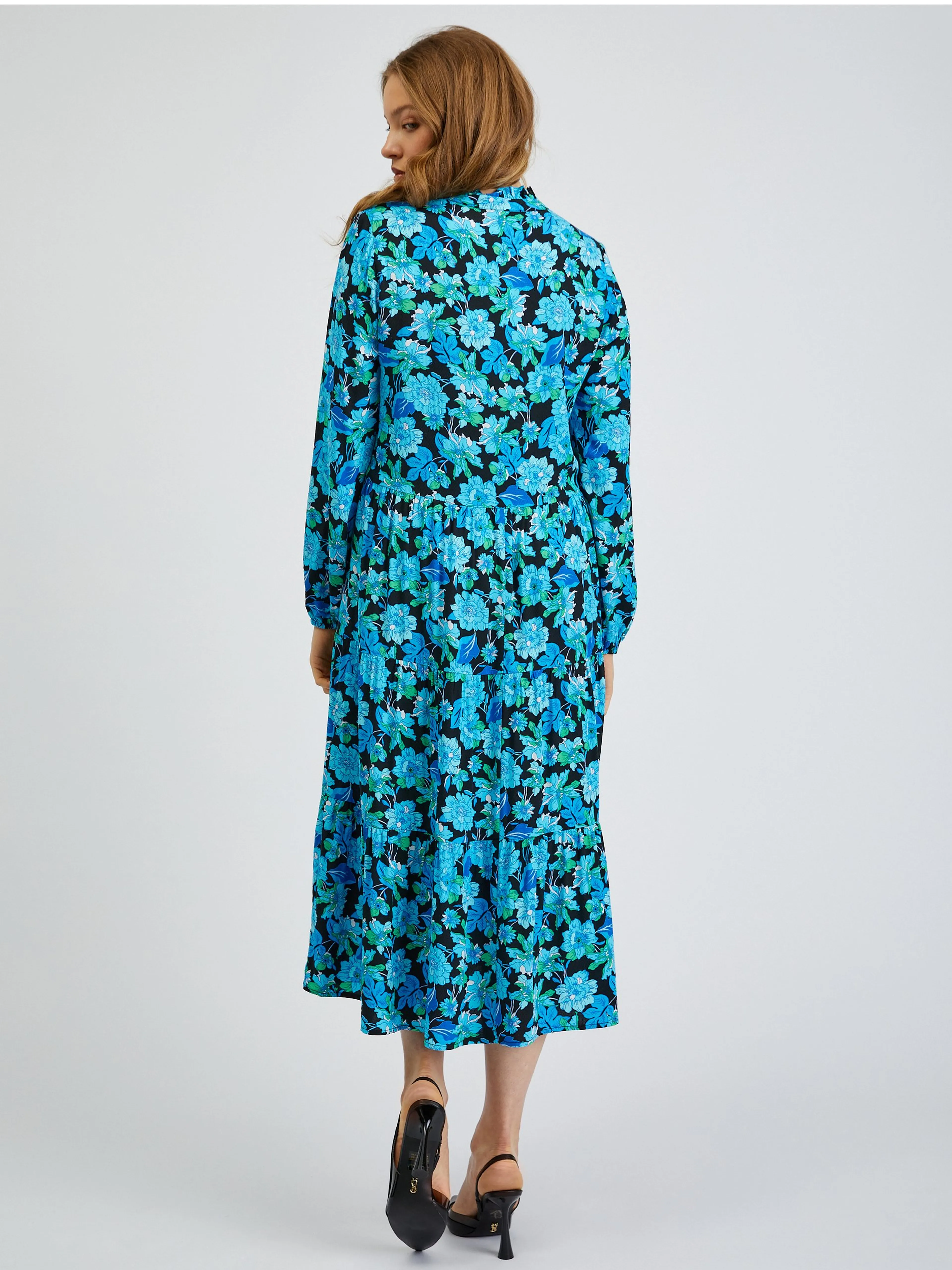 Schwarz-blau gemustertes Damenkleid ORSAY