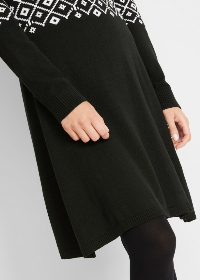 Ausgestelltes Strickkleid mit Norwegermuster