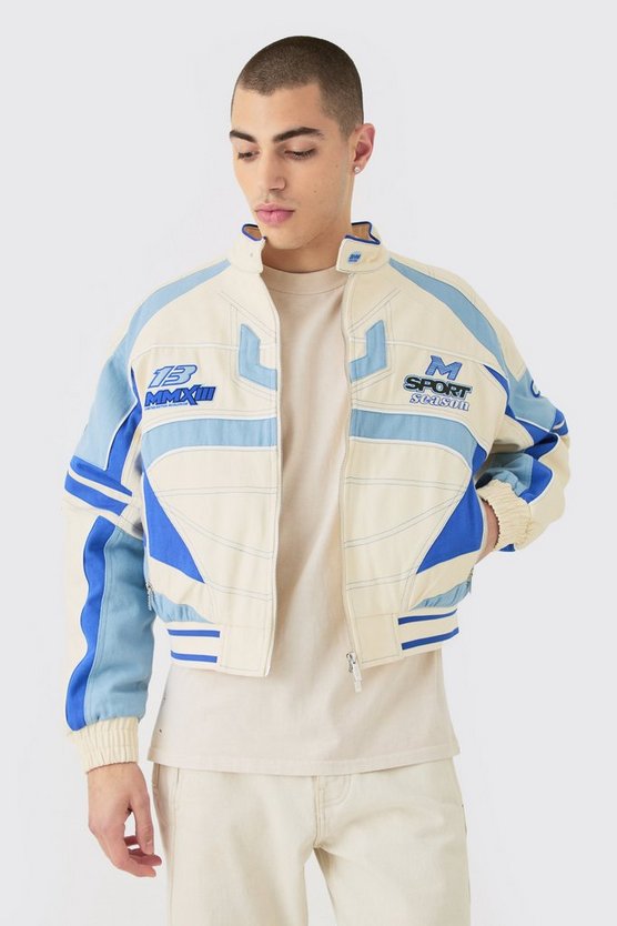 Kastige Twill Moto-Jacke