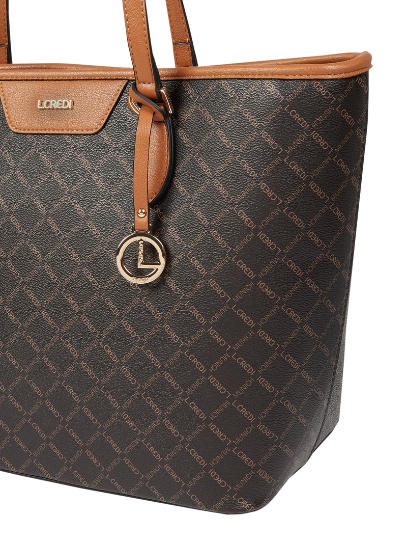 Shopper mit Logo-Muster in mittelbraun