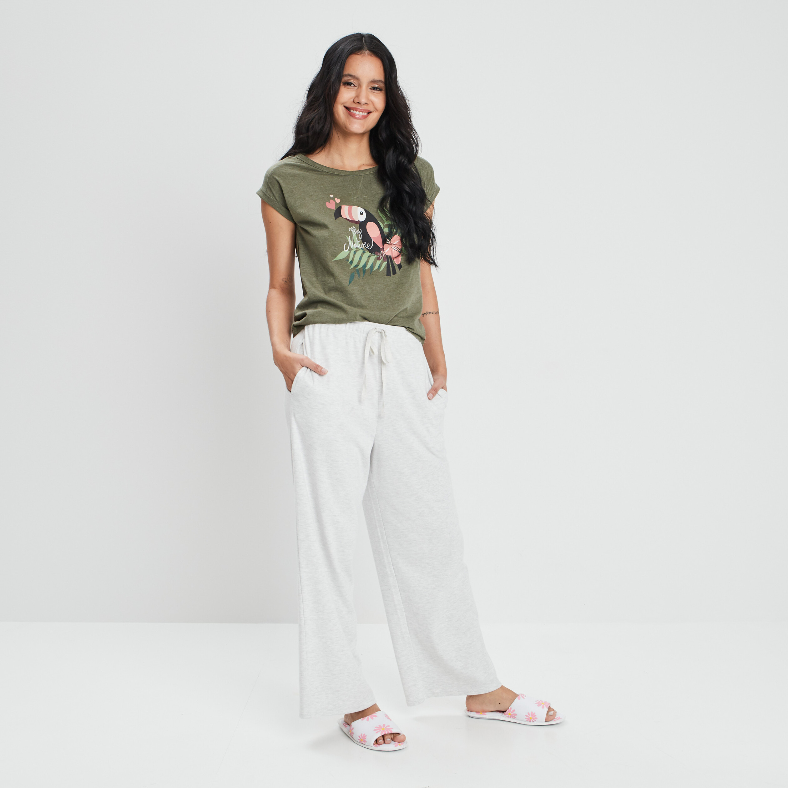 Haut de pyjama vert kaki femme | La Halle