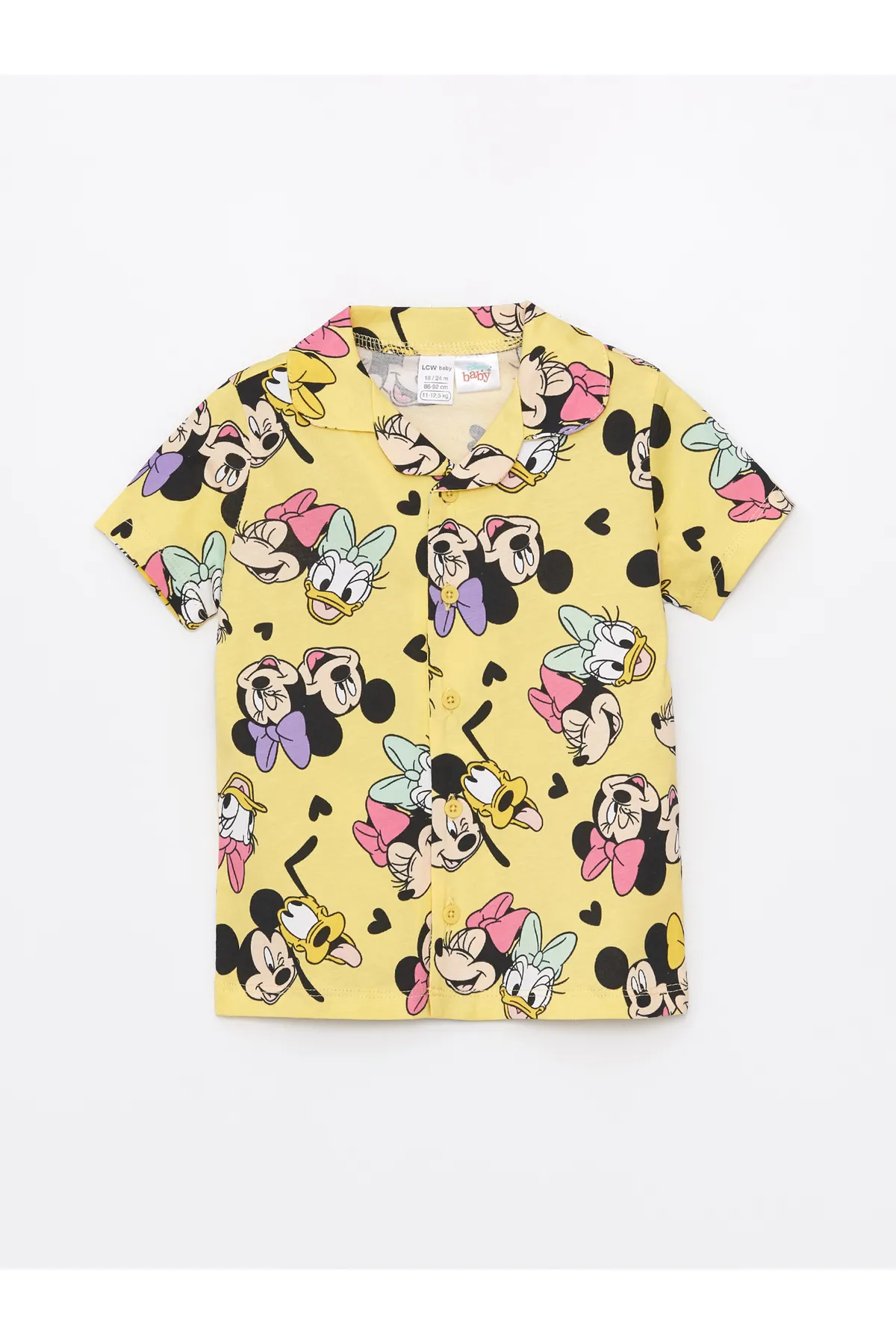 LC Waikiki  Kurzarm-Pyjama-Set für Babys mit Polokragen und Minnie Mouse-Aufdruck